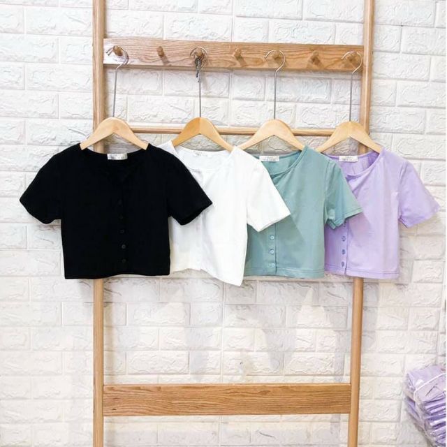 Áo croptop nút thật vải dày đẹp a3-g00