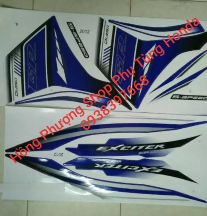 Bộ tem exciter 135 xanh gp 2012 theo xe