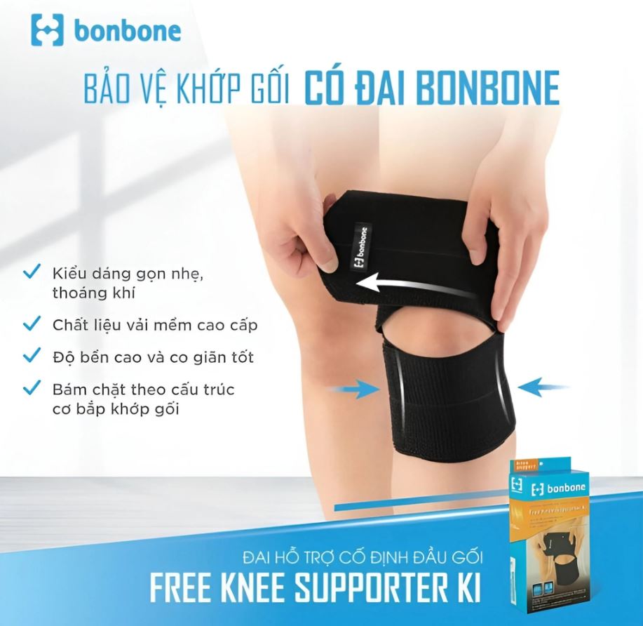 Đai Hỗ Trợ Cố Định Đầu Gối Bonbone Free Knee Supporter KL - 1 Size
