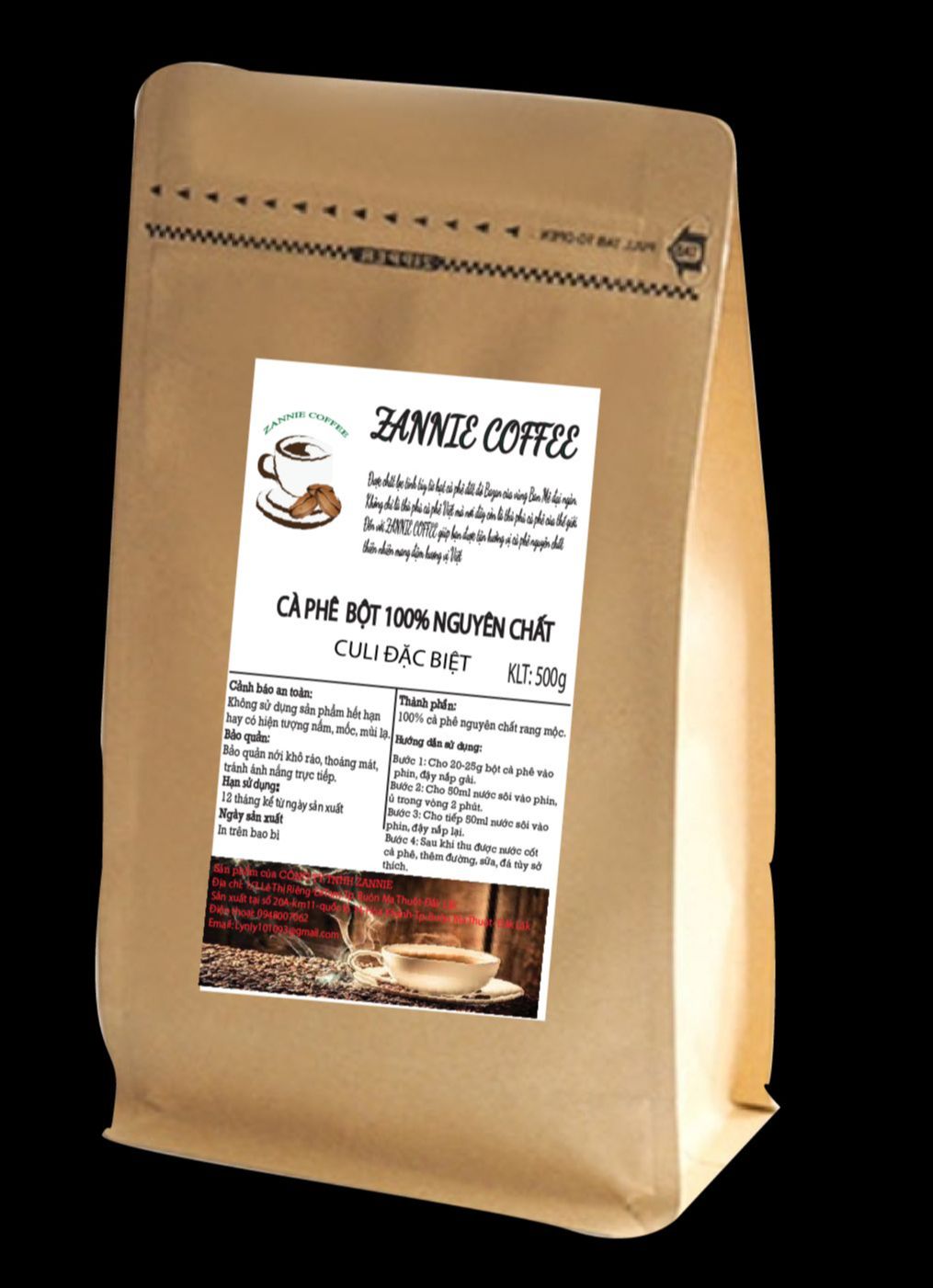500 gram cà phê bột culi rang mộc cao cấp