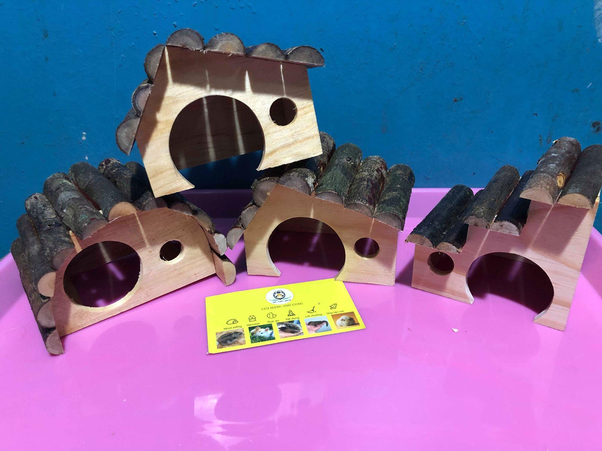 [HCM]Nhà ngủ gỗ mini Mái Đen cho Hamster hoặc trưng bày siêu Xinh Xắn.