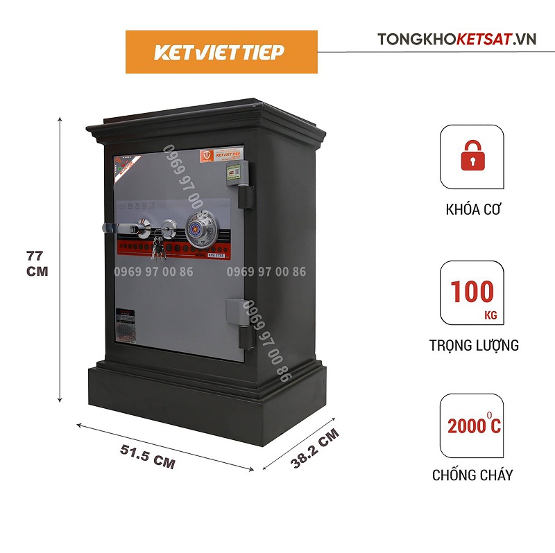Két Sắt Việt Tiệp Khóa Cơ Cao Cấp Cỡ Lớn Chuẩn Phong Thủy KD415KC - Công Ty Két Sắt An Toàn Việt Tiệp