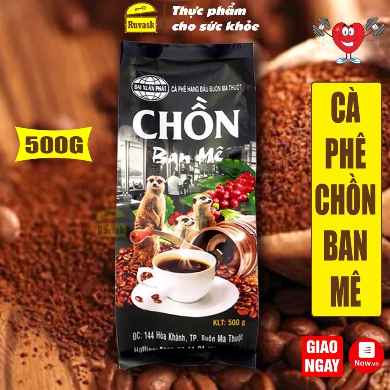 1kg cafe chồn ban mê, cafe chồn rang xay pha phin đặc sản