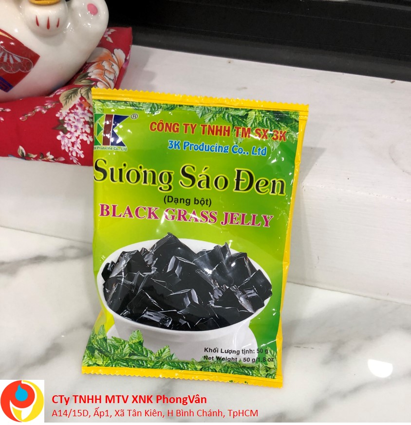 Combo 3 gói x50gr bột sương sáo đen 3k/ black grass jelly 50gr