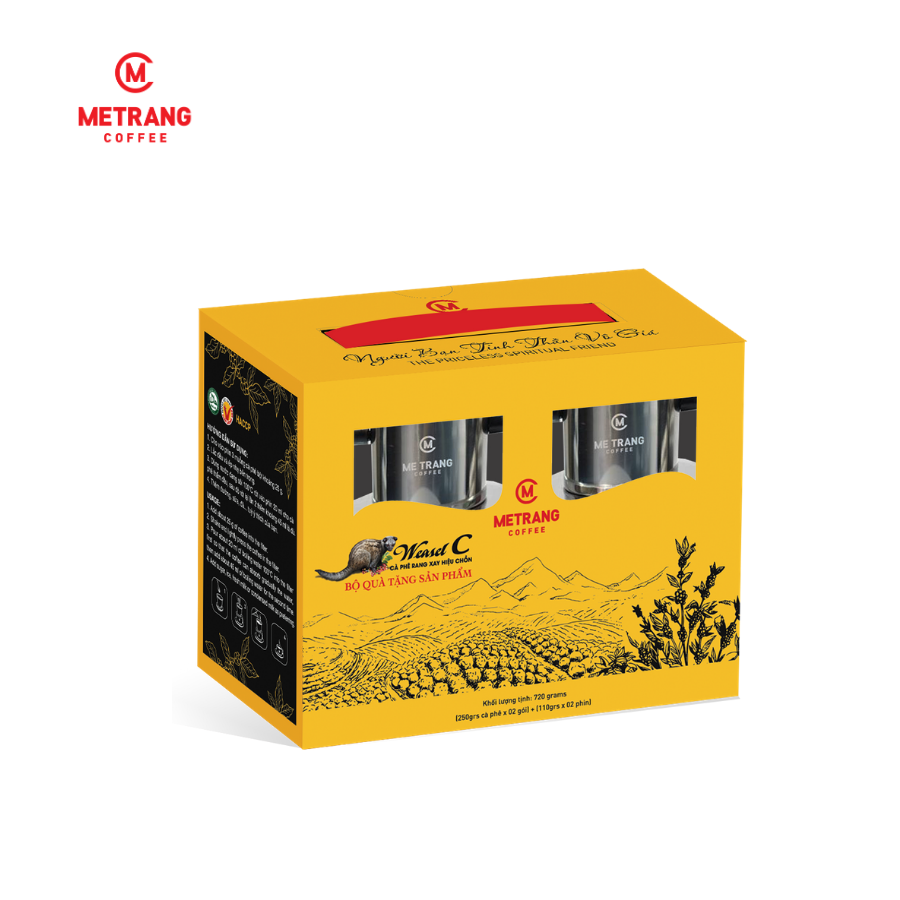 Cà Phê Chồn Mê Trang Gift Set - bột HCK (500g) + 2 phin inox