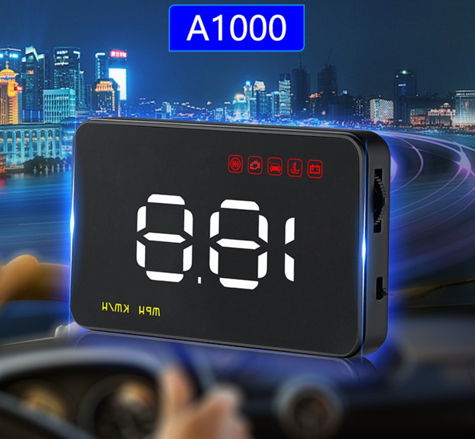 Thiết Bị Hiển Thị Tốc Độ Xe Lên Kính Lái cho Xe Hơi HUD Dán Phim A1000(LED màu Trắng))