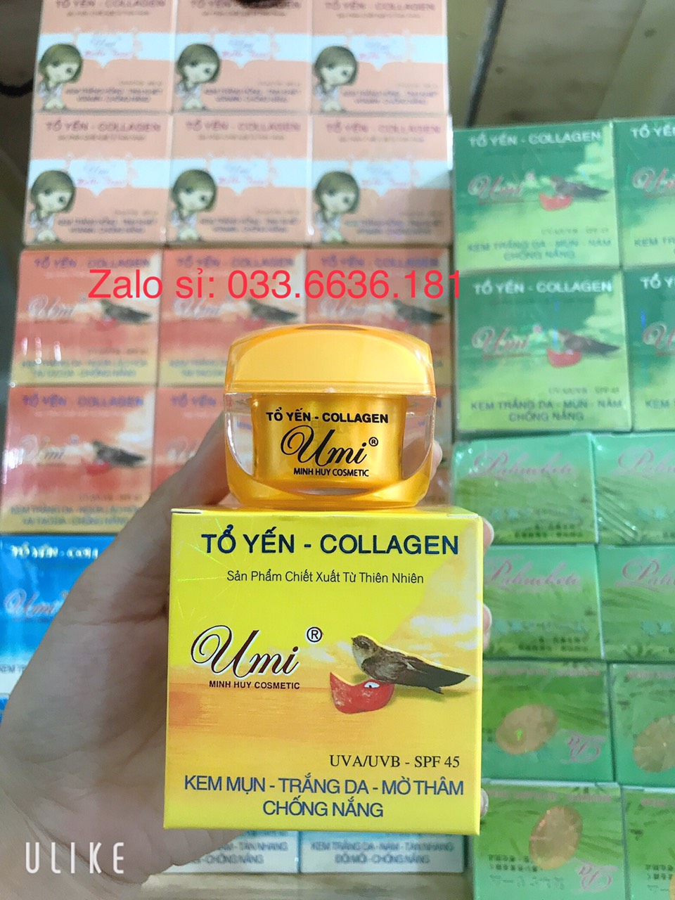 [ hủ nhỏ 12g ] kem umi yến đỏ collagen hết mụn-trắng da-mờ thâm-chống nắng  hủ 12g chính hãng