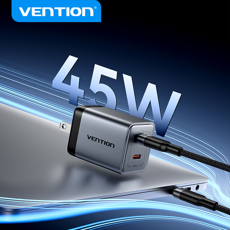【GaN V Vention Củ sạc nhanh 45W PD 3.0 PPS Type C 2 Công cho iPhone 16 15 Pro Max iPad Pro Macbook Pro Samsung S24 Ultra Xiaomi Huawei Fast Charger Adapter
