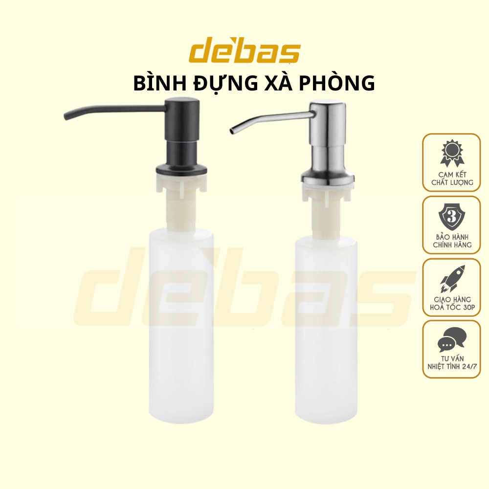 Bình đựng xà phòng inox 304 tiện lợi gắn chậu rửa bát bộ vòi xịt nước rửa chén bát dung tích lớn 500ml Debas A3