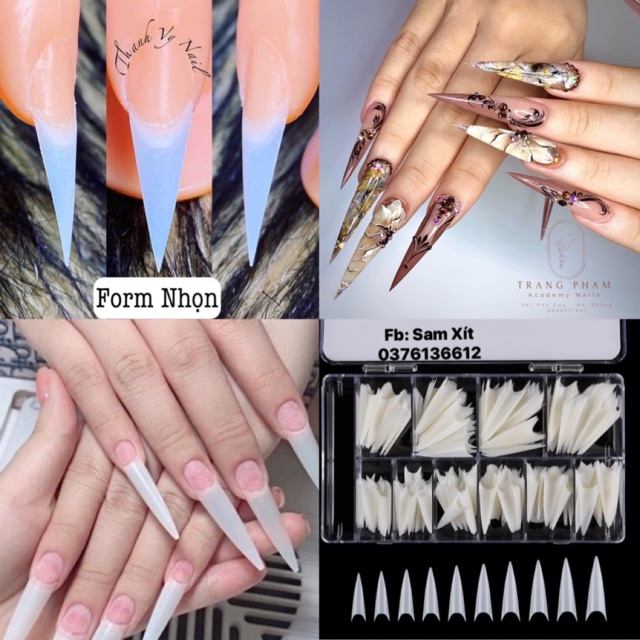Móng nối form nhọn dài-ngắn chuẩn form móng dẻo.