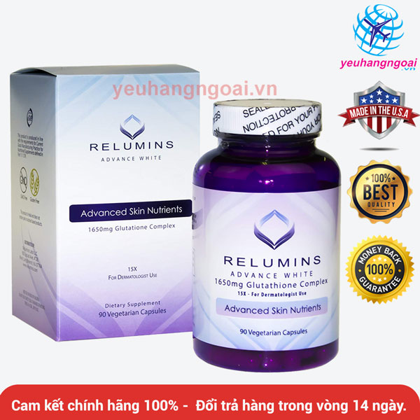 Viên Uống Trắng Da Relumins Glutathione 90 Viên Của Mỹ.