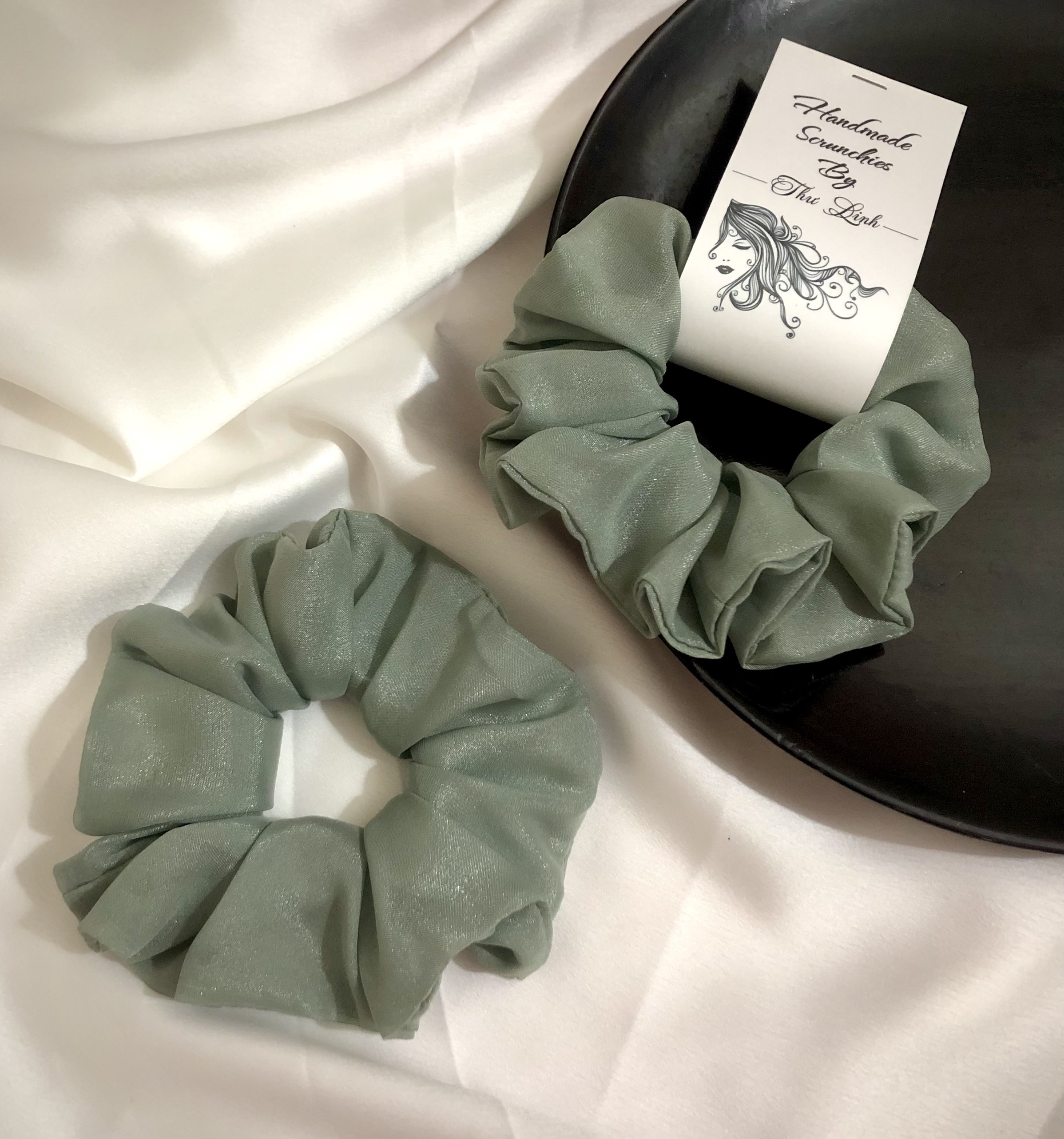Scrunchies dây buộc tóc, cột tóc lụa óng cao cấp