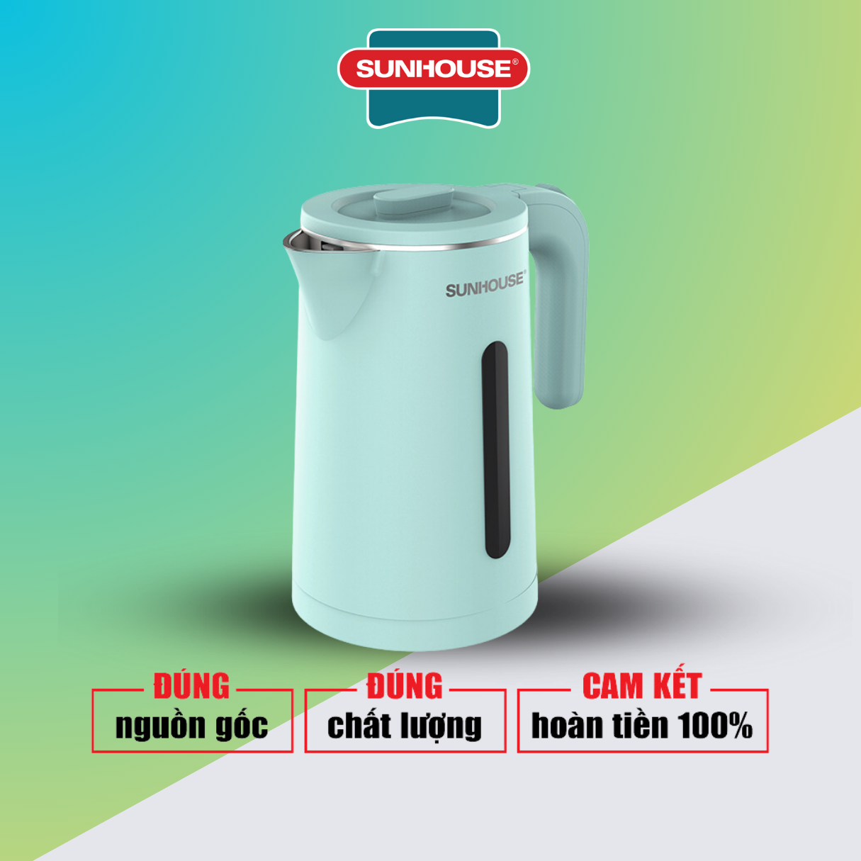 Ấm siêu tốc inox 2 lớp 1.8l sunhouse shd chính hãng ,bảo hành 12 tháng