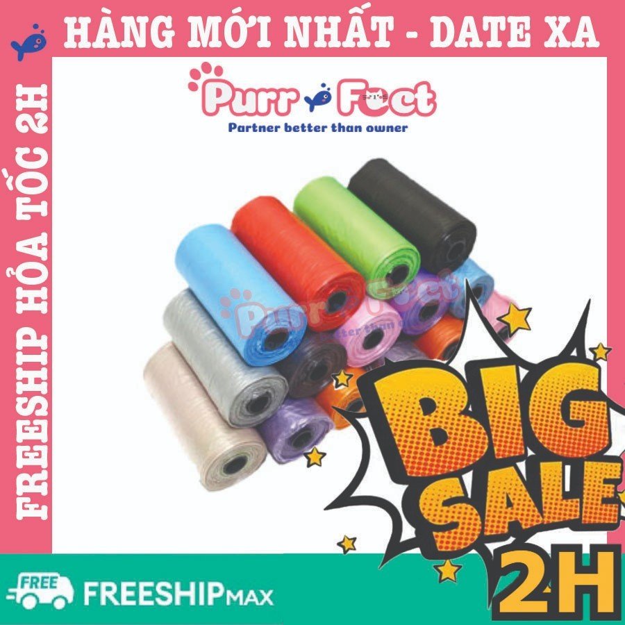 Cuộn túi đựng chất thải cho Chó Mèo 1 cuộn 15 túi, Túi đựng phân mèo chó, Túi Nilon Hốt Rác Thải Chó Mèo HOT