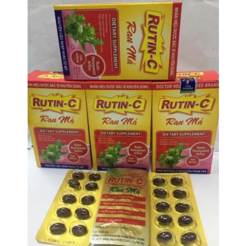 Viên uống Rutin C Rau Má giảm viêm nhiệt miệng giảm táo bón tiêu trĩ nhuận tràng thanh nhiệt cơ thể - Hộp 30 viên
