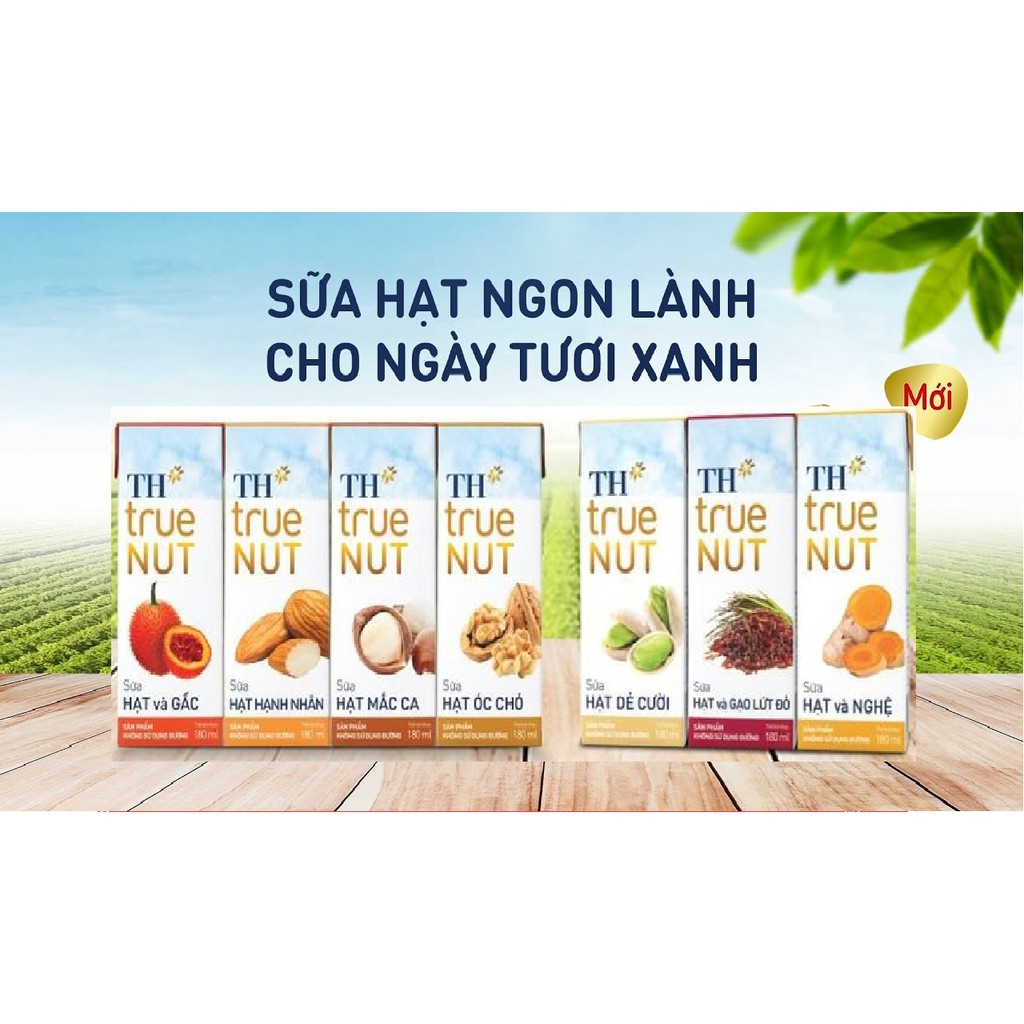 Lốc 4 hộp sữa hạt th true nut (macca, hạnh nhân, óc chó, gấc, nghệ, gạo lứt
