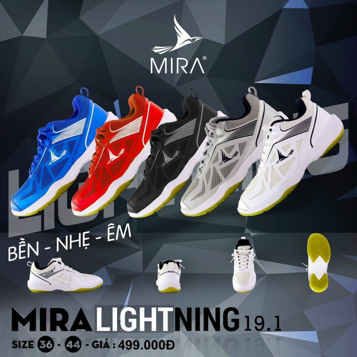 Giày Cầu lông, Bóng bàn Mira Lightning 19.1 - Thương hiệu Mira - Một sản phẩm của Cty Giày Minh Hiền