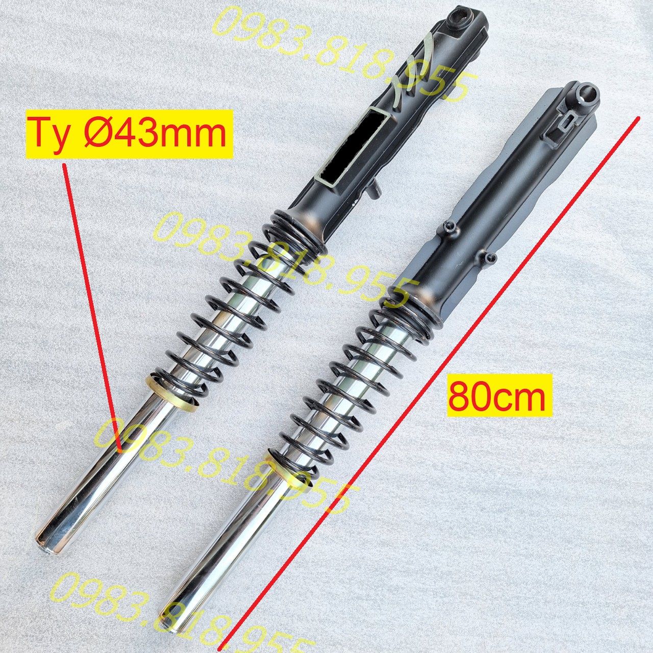Cặp giảm sóc Ø43mm xe 3 bánh ty phuộc Ø43mm thay thế