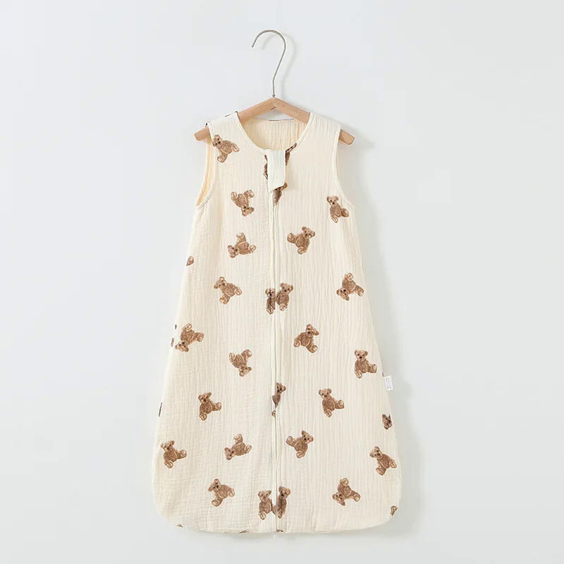 Không tay Vest Túi ngủ 4 lớp cotton mỏng thoáng khí đồ ngủ chống đá kén cho trẻ sơ sinh phong bì Ngủ Bao giường