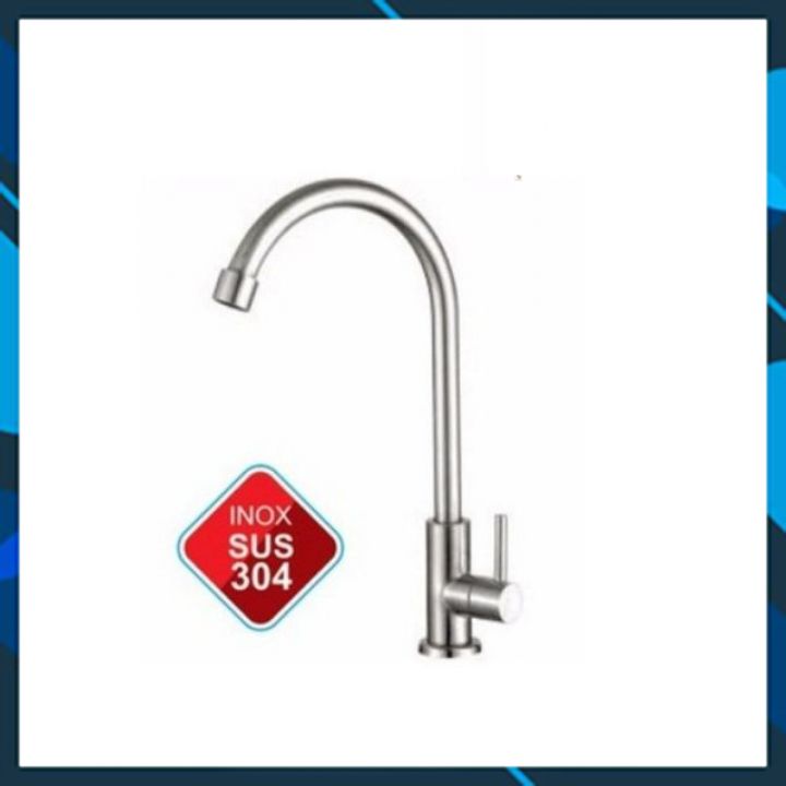 Vòi chậu rửa bát đơn lạnh inox 304, được sản xuất trên dây chuyền công nghệ tiên tiến, chế độ bảo hành 01 năm