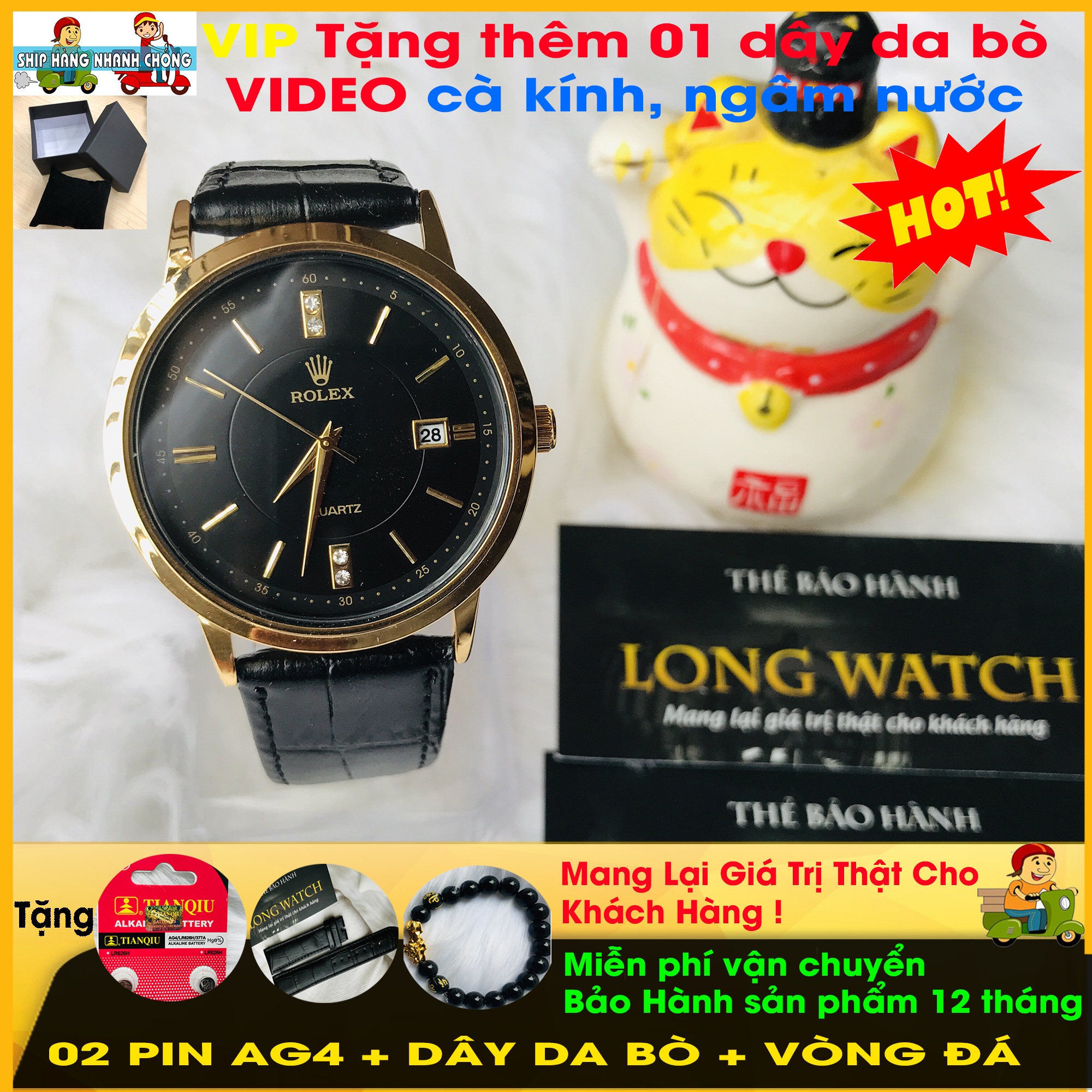 [KHUYẾN MẠI LỚN] ĐỒNG HỒ NAM, MÃ 5A81GG, DÂY DA, LỊCH NGÀY, KÍNH CHỐNG XƯỚC, TẶNG PIN DỰ TRỮ, TẶNG DÂY DA BÒ THẬT TRỊ GIÁ 250,000K, VÒNG ĐÁ TỲ HƯU PHONG THỦY TRỊ GIÁ 150,000K