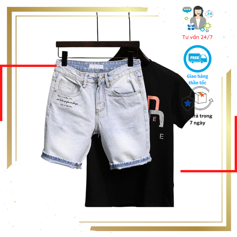 Quần short jeans nam, Quần short nam jeans chất denim cao cấp thoáng mát năng động dễ phối đồ