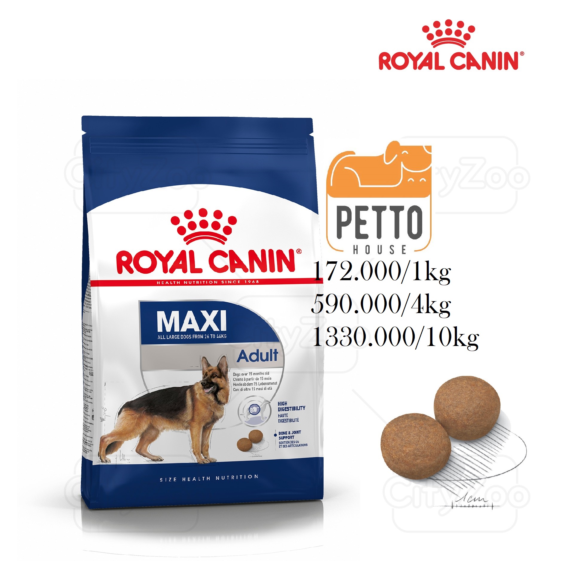 Royal Canin maxi adult 1kg hạt khô thức ăn cho chó trưởng thành sản xuất tại pháp
