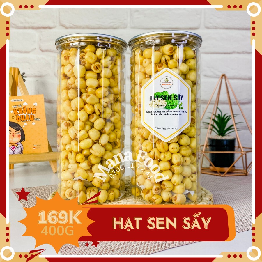 Hạt sen sấy mộc. hũ 500g. giá 199,000đ