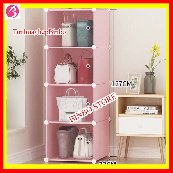 [Mẫu mới-tủ-kệ đựng túi] TỦ ĐỰNG TÚI XÁCH THÔNG MINH 4 ô, kích thước 1m2x40x31, dễ dàng lắp ráp, lau chùi, tiện lợi