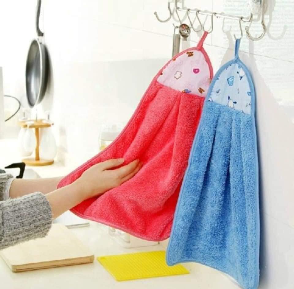 Khăn Lau Tay Nhà Bếp Có Móc Treo, Chất Cotton Thấm Hút Tốt, Lau Chùi Cực Sạch, TITM12