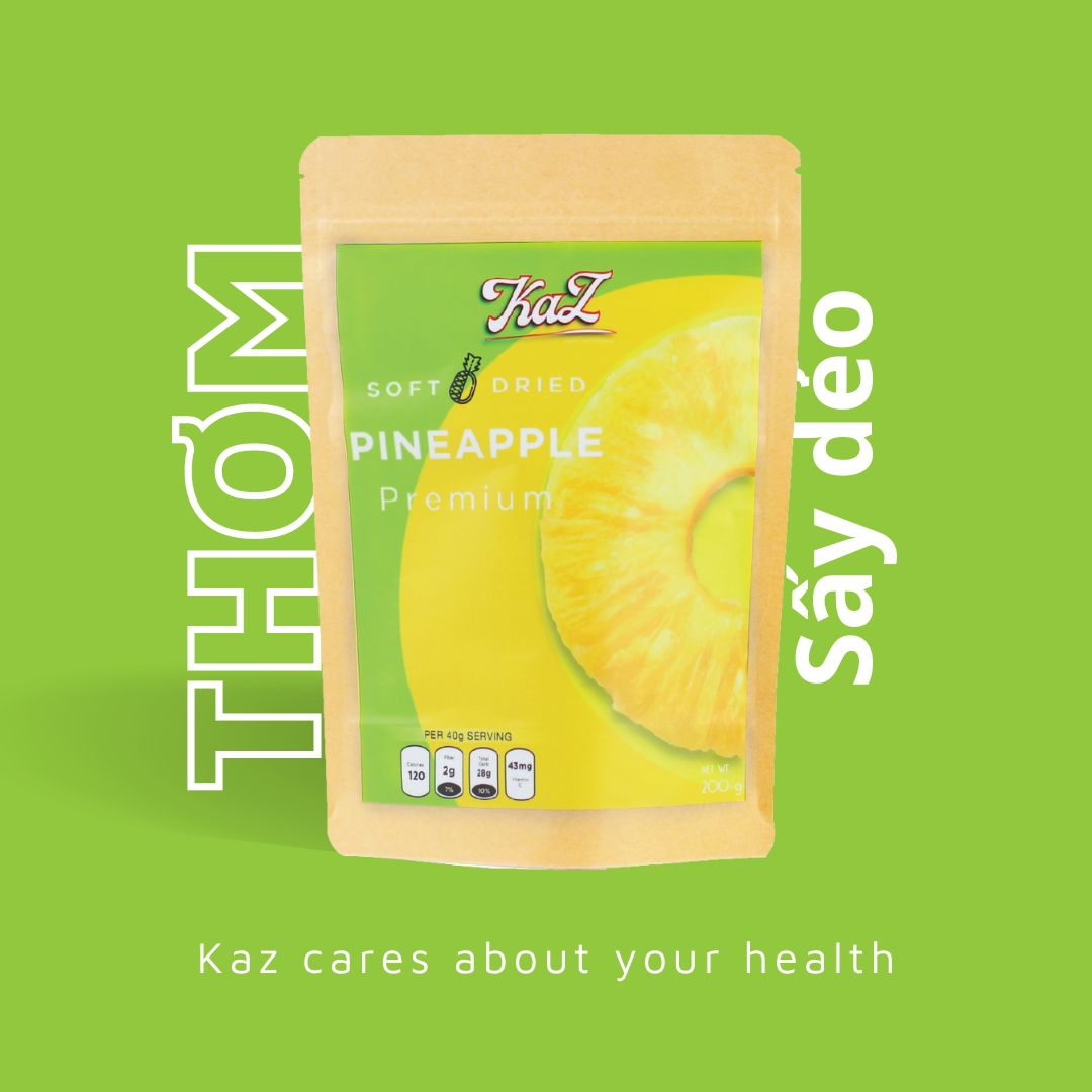 Thơm sấy dẻo kaz 200g - soft dried pineapple