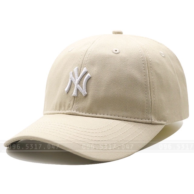 Mũ nón kết ny mlb màu be hàng xuất, chất vải dày đứng form, khóa mlb -nón kết bóng chày màu kem
