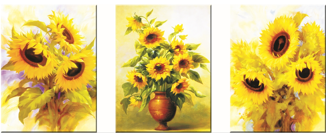 [HCM]Tranh thêu chữ thập Bộ 3 Hoa hướng dương 53538 - chưa thêu