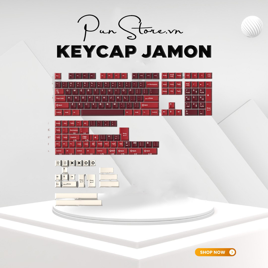 Keycap jamon cmk aifei 172 nút nhựa abs doubleshot