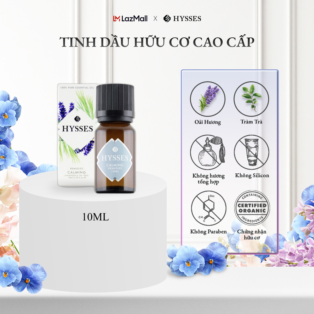 Tinh Dầu Cao Cấp Hysses Remedies Calming Hương Nhẹ Nhàng, Làm Dịu Thần Kinh, Giúp Cơ Thể Thư Giãn, Sảng Khoái Và Phục Hồi Năng Lượng Với Tinh Dầu Oải Hương và Tràm Trà Hữu Cơ Tự Nhiên