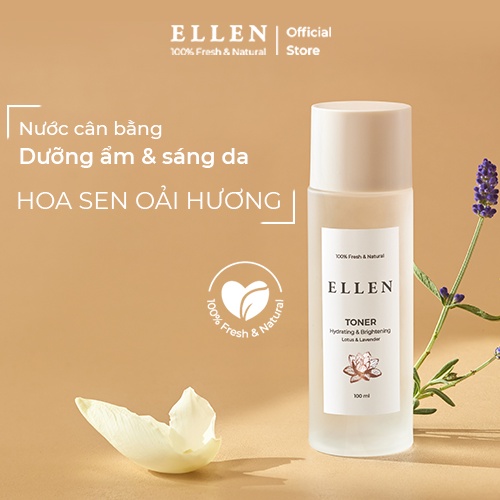 Nước Cân Bằng Ellen Hoa Sen Oải Hương dưỡng ẩm và sáng da 100mL