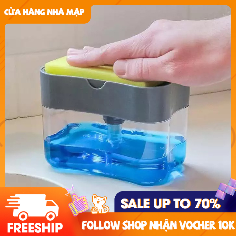 Hộp Đựng Nước Rửa Chén Tự Động Tạo Bọt 2 in 1 Thông Minh Tiện Lợi Kèm Miếng Bọt Biển