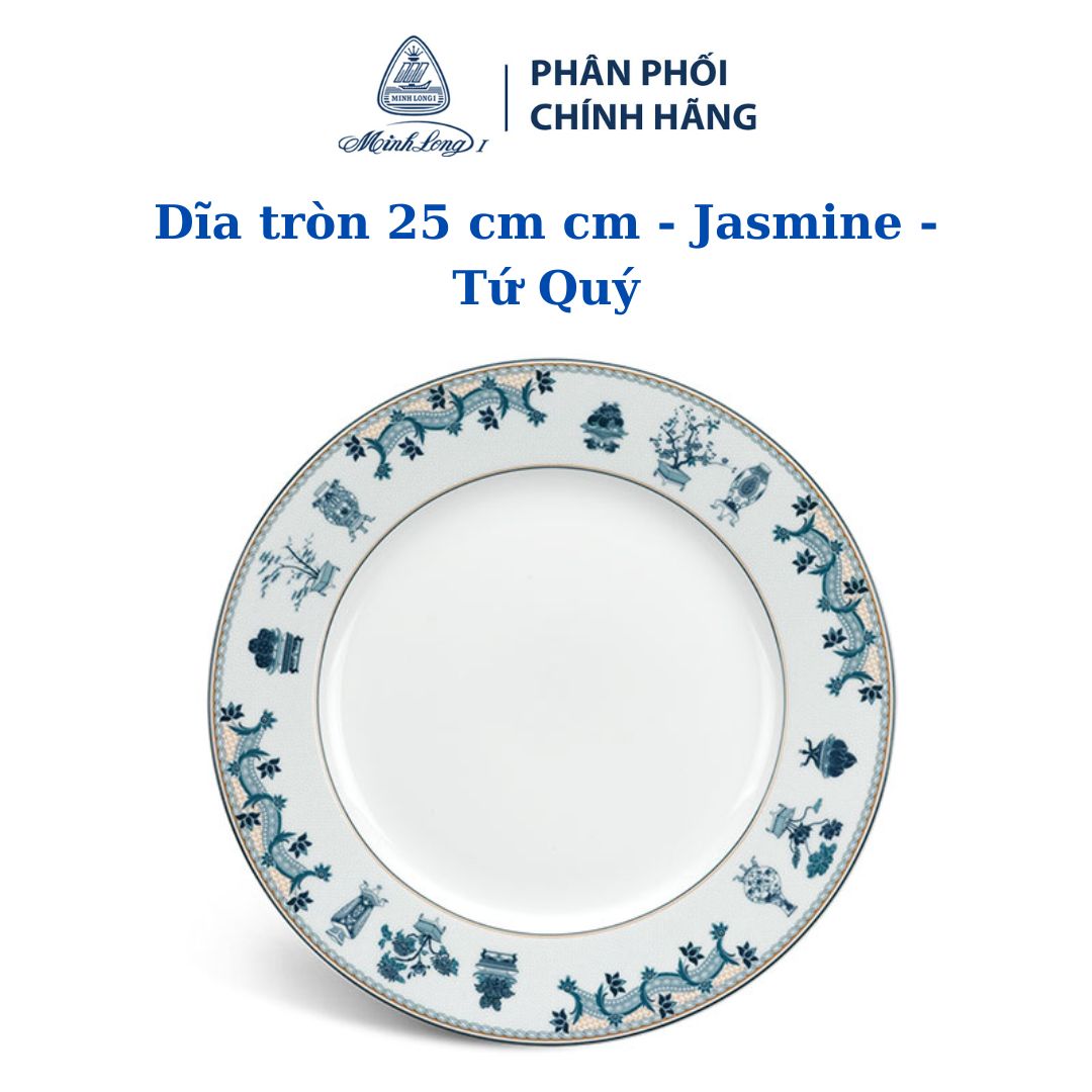 Dĩa tròn 25cm jasmine tứ quý - gốm sứ cao cấp minh long 1