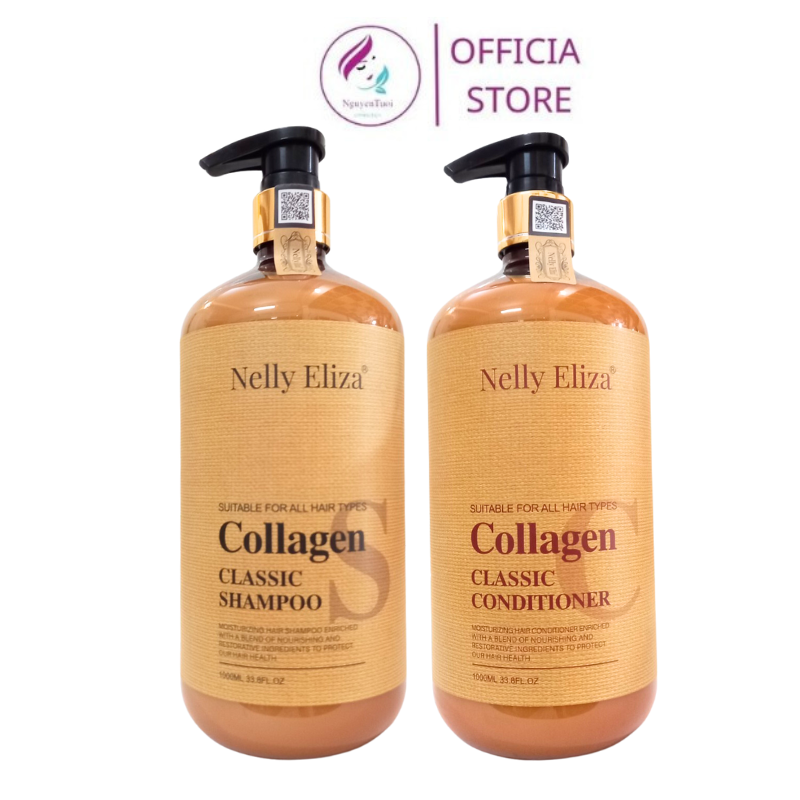 Dầu gội xả Collagen Nelly Eliza phục hồi tóc siêu mượt 1000 ML