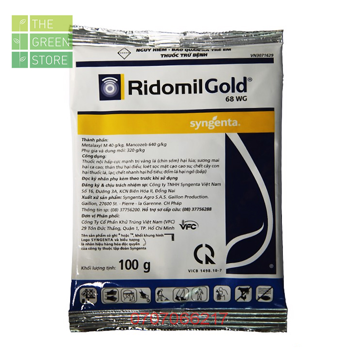 [HCM]Thuốc trừ nấm bệnh RIDOMIL GOLD 68WG (100g) cho hao kiểng (lan hồng mai...) rau màu cây ăn trái