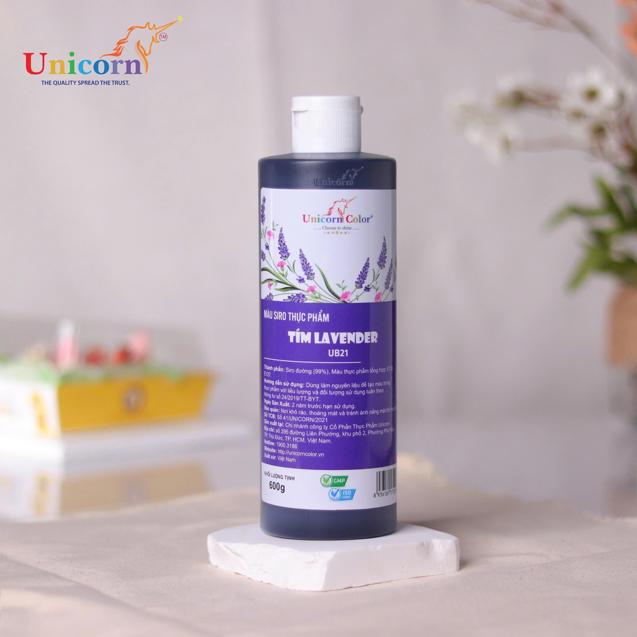 [Chai 600g] Màu Siro Thực Phẩm Unicorn - Tím Lavender