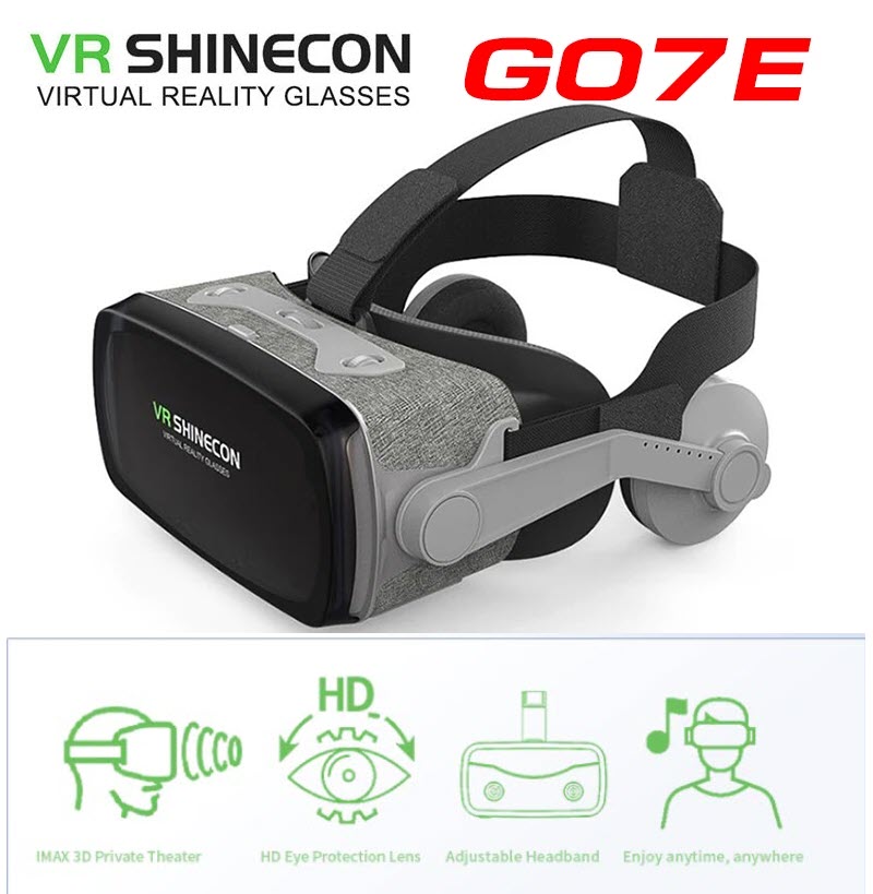 Kính thực tế ảo phiên bản năm 2019 - thấu kính blue lens hỗ trợ màn hình 6.5inch có tai nghe vr shinecon g07e