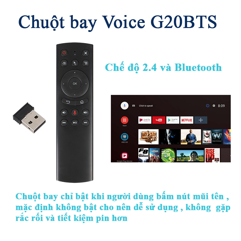 Điều khiển chuột bay g20bts 2023 - bluetooth và 2.4g tìm kiếm giọng nói
