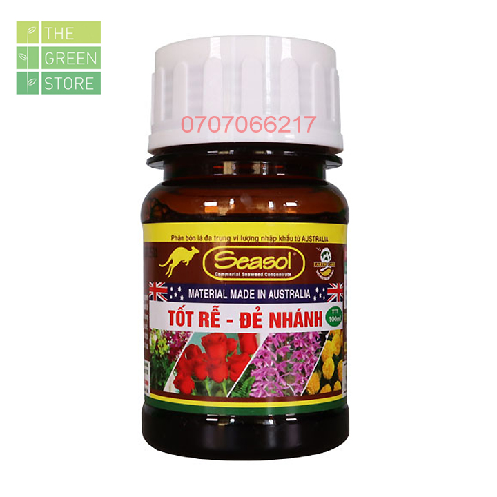 Phân bón tảo biển hữu cơ SEASOL (100ml) kích ra rễ, phục hồi rễ cho hoa lan, hoa hồng, mai vàng, hoa cây cảnh, rau sạch, cây ăn trái