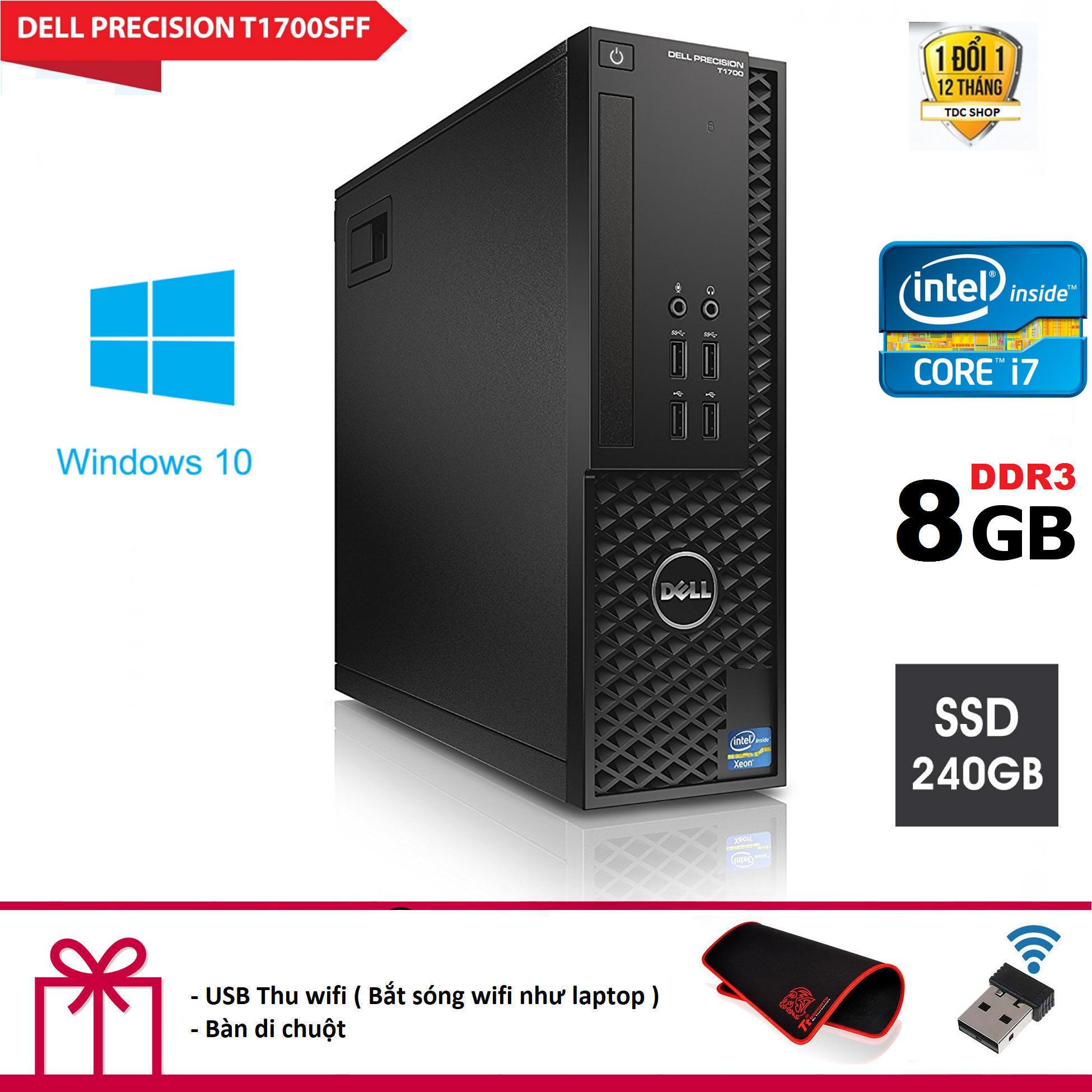 Máy tính để bàn dell precision t1700 sff cpu intel core i7 4770 - ram dr3 8gb - ổ cứng ssd 240gb. tặng bàn di chuột và usb thu wifi.
