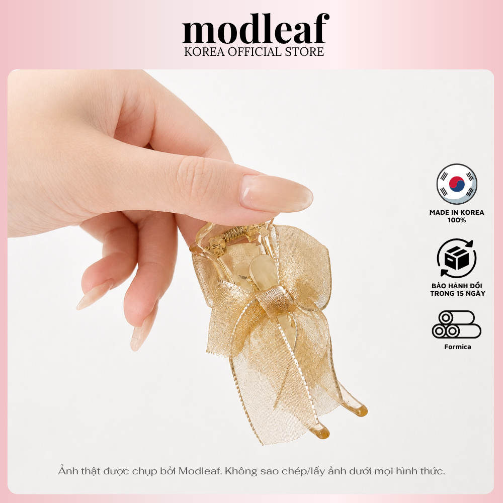 Kẹp Tóc Càng Cua Nơ Voan Ánh Kim Modleaf Veil Clip Hàn Quốc