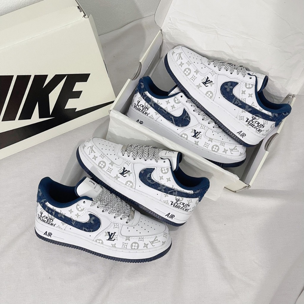 Giày Af1 LV Unisex xanh Navy , giày af1 White Blue hoot trend mới nhất 2024 full Nam Nữ giaythethaoX-T