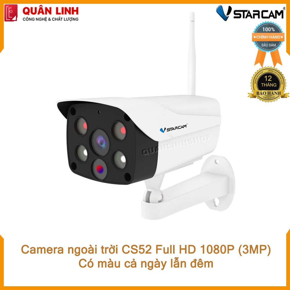 Camera ngoài trời Vstarcam CS52 Full HD 1080P (3MP) quay đêm có màu, bảo hành 12 tháng