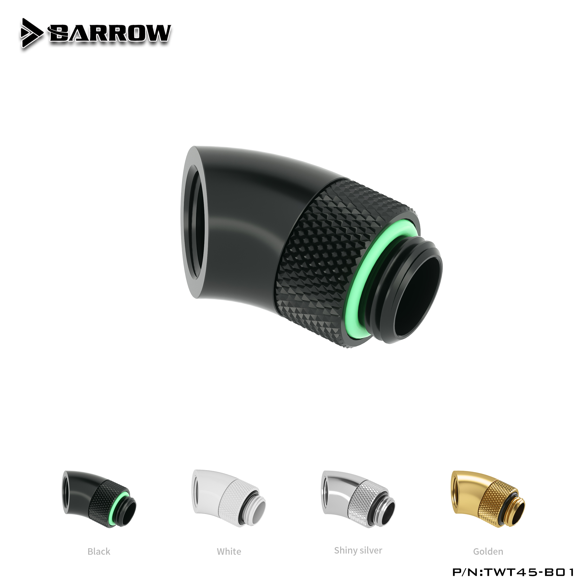 Fit nối 45 độ xoay tản nhiệt nước custom barrow twt45-b01
