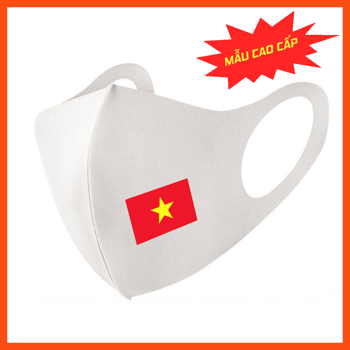 Khẩu Trang Vải Su (Vải Poly 2 Da) Kháng Khuẩn Màu Trắng Cờ Đỏ Sao Vàng Việt Nam - Loại 1